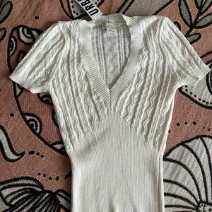 Urban Outfitters Kimichi Blue Crochet Ivory top